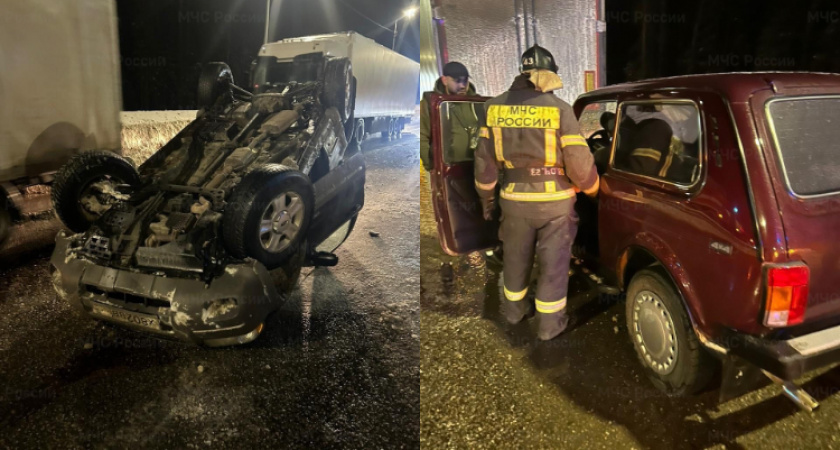 В Петушинском районе на трассе М-7 в аварии перевернулся автомобиль