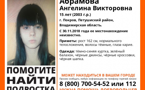 15-летнюю девочку разыскивают во Владимире