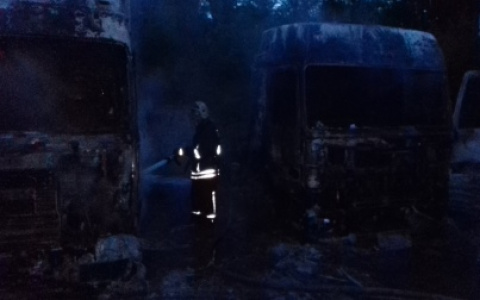 Два грузовых автомобиля сгорели дотла под Муромом